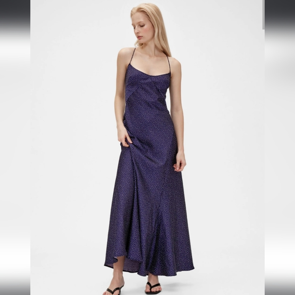 Gap Studio Zac Posen Polka Dot Satin Maxi Dress